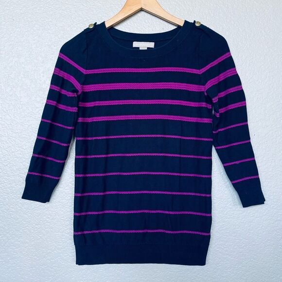 Banana Republic Navy Blue Nautical Stripe Knit Sweater Top XS - Picture 1 of 3